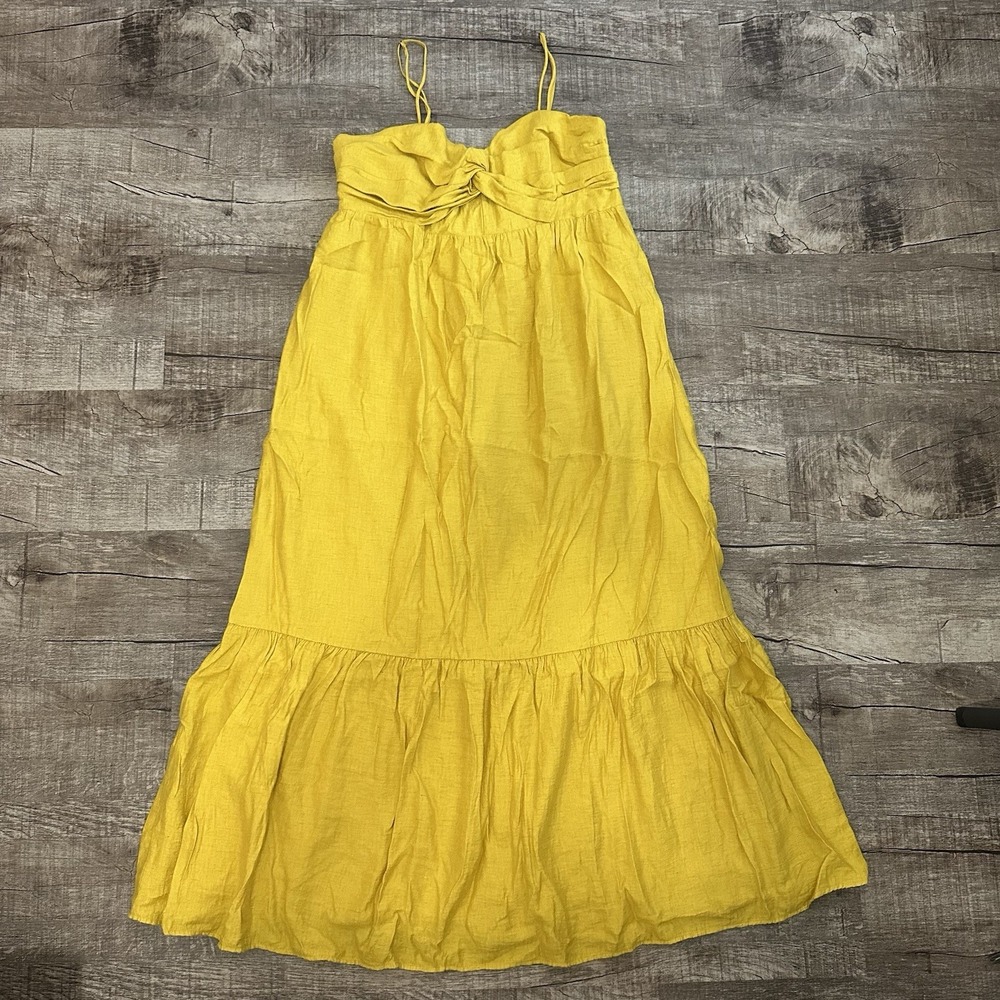 JOIE Chayton Midi Tiered‎ Dress Yellow Sundress In Sulphur Mustard Women's 10 - Picture 2 of 10